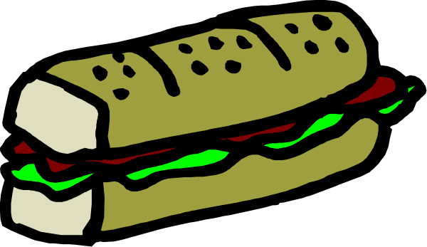 The image shows a hot dog with various toppings on it next to an illustrated submarine sandwich that is also depicted as if in motion due to its shape resembling a subway car.