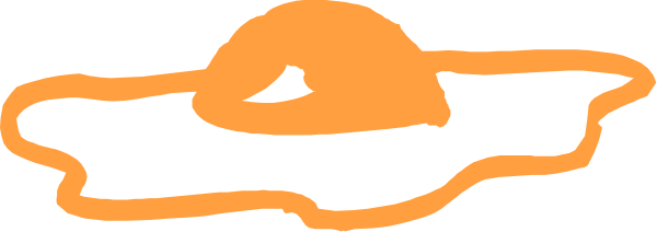 The image shows a cartoon of an orange explosion with two black dots representing eyes on top of it against a gray background.