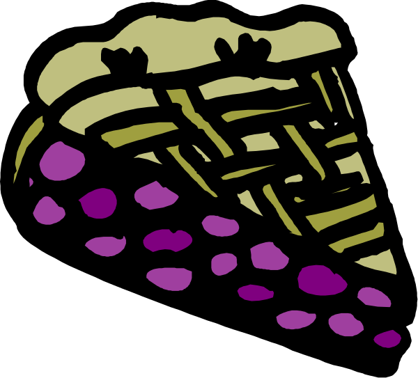 The image shows a slice of pie with berries on top next to an open book that appears to be about pies.