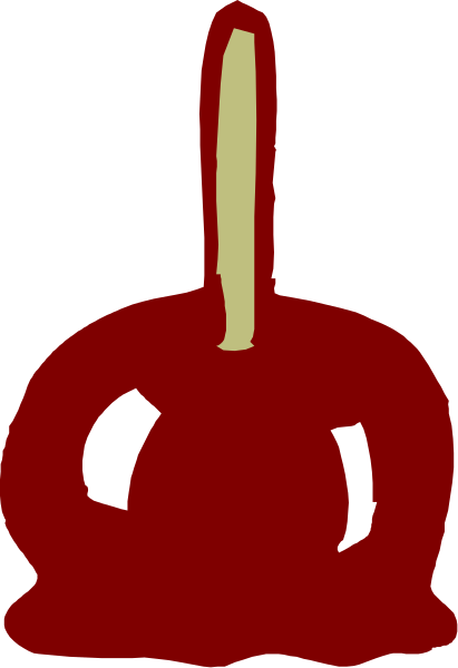 The image shows a red apple with an illuminated candle inside it against a black background.