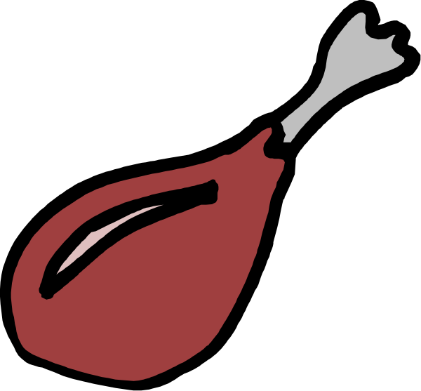 The image shows a red pepper with its stem intact on top of it next to an illustration that resembles a chicken drumstick in black ink against white backgrounds.