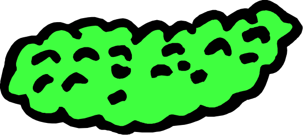 The image shows a green blob with smaller black dots on it against a gray background.