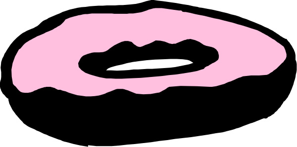 The image shows a pink blob with two eyes on top of it against a black background.
