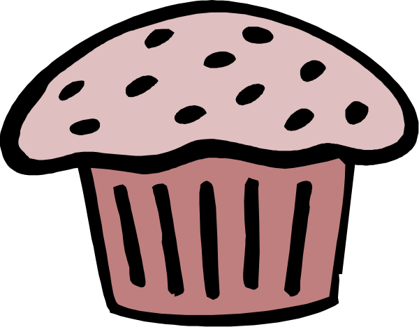 The image shows a cartoon cupcake with pink frosting on top of it.