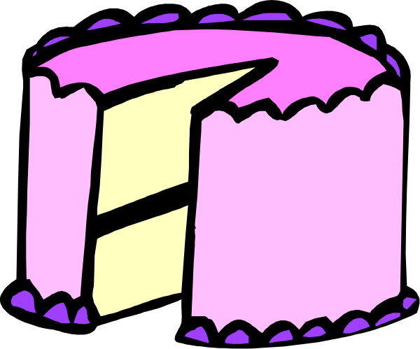 The image shows a slice of cake with pink frosting on top, decorated to look like an ice cream cone.