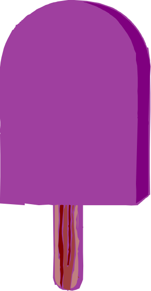 The image shows a purple lollipop with an ice cream cone shape on top of it against a gray background.