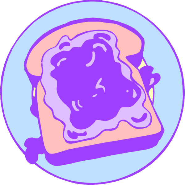 The image shows two slices of toast with a purple substance on them placed next to each other against an indistinct background.