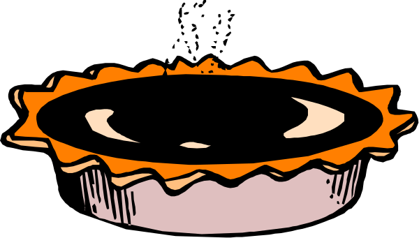 The image shows a black and white illustration of an open book with pages that depict various scenes: on top is a pie chart labeled "Pie Chart," below it to its left there's a scene featuring two people, one holding what appears to be a hot dog bun over the other person who seems surprised or shocked. To their right and slightly behind them are three pies with different fillings; in front of these is an open book that resembles a pie chart but has no text on it. The background consists only of black space, emphasizing the subjects within the