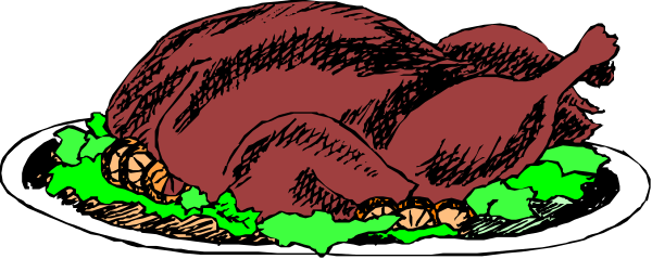 The image shows a cartoon of an oven with a roasted turkey inside it on top of some greenery leaves, suggesting that this is how one might prepare their Thanksgiving dinner.