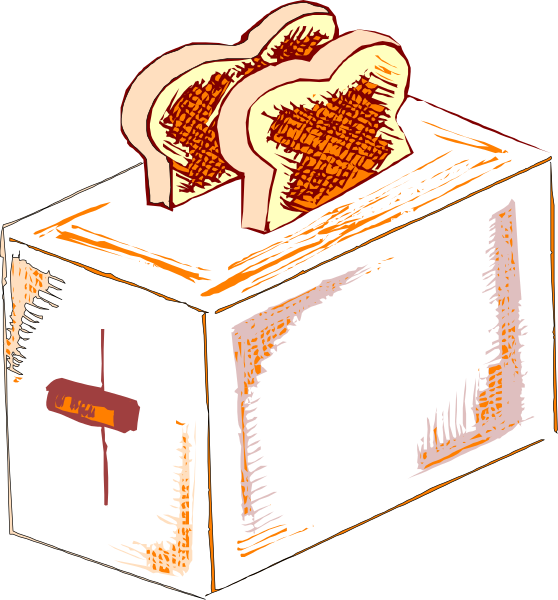 The image shows a black box with two slices of toast on top placed next to an open book that appears to be in mid-air above it.