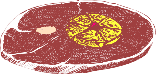 The image shows a simple line drawing of two slices of pizza with different toppings on them placed next to each other against an unadorned background.