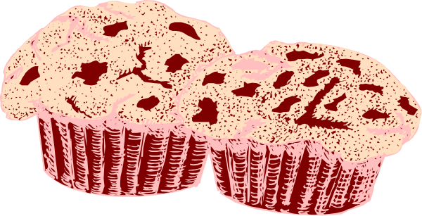 The image shows three cupcakes with pink frosting on a tabletop against a white background.