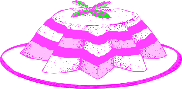 The image shows two cakes with pink frosting on a dark background; there is no text present within this small clip-art picture.