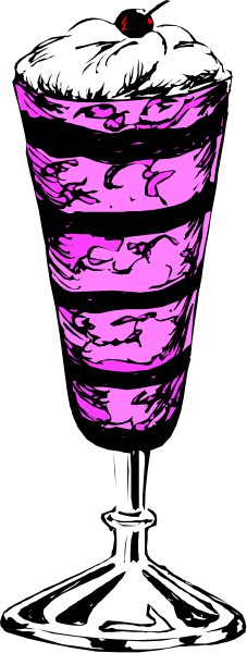 The image shows a purple striped vase with black designs on it placed against a gray background to its left side; there is no other object in this small clip-art picture.