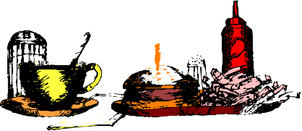 The image shows a blurry scene with various items including cups of coffee on tables at nighttime.