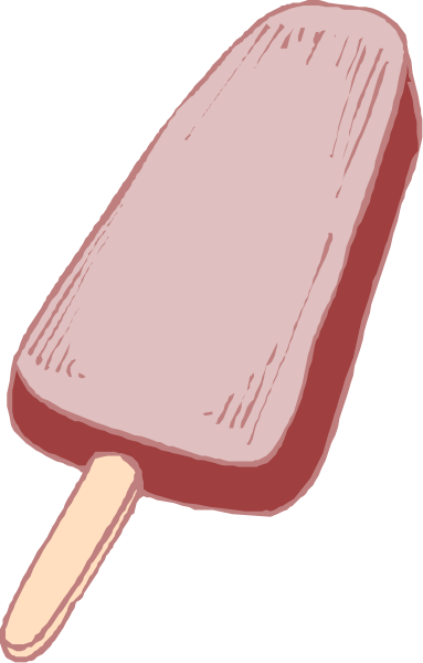 The image shows a single red popsicle with an ice cream stick on it against a plain background.