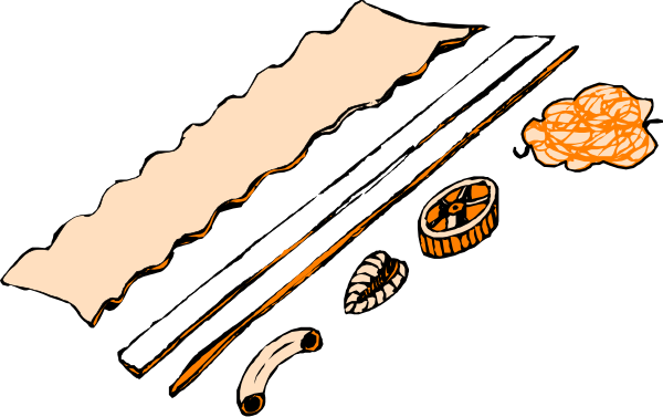 The black and white illustration shows a collection of items on top of what appears to be an open book: there's a small piece of paper with writing in red ink; two coins lying next to each other, one larger than the other; a pair of scissors partially visible at the bottom left corner; some crumpled papers or receipts scattered around. The items are arranged on what seems like an open book that is slightly tilted and has its pages spread outwards from both ends.