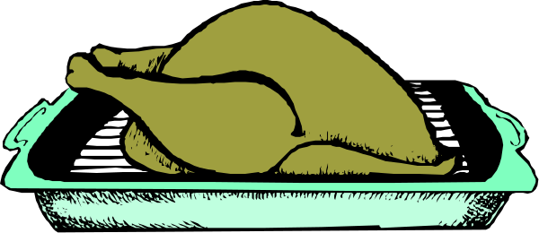 The image shows a cartoon of an oven with a turkey inside it on top of what appears to be a stove burner.