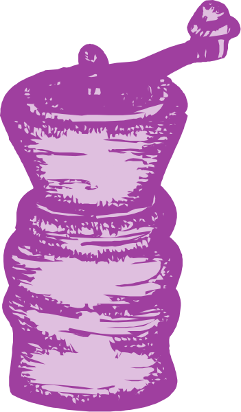 The image shows a purple candle holder with two candles inside it against an indistinct background.