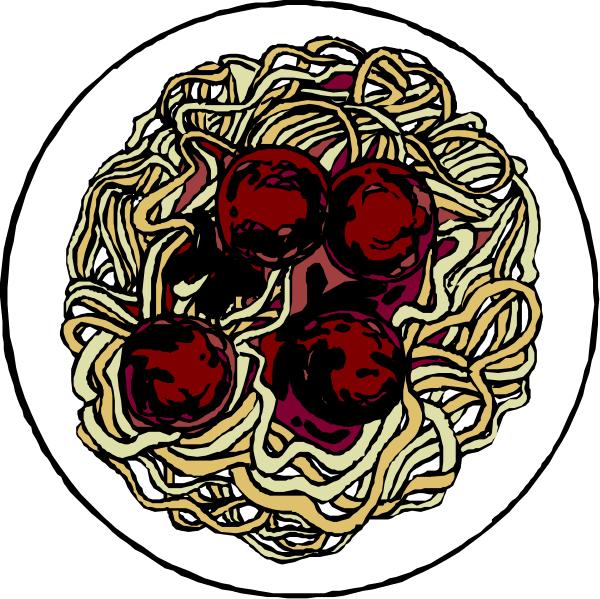 The image shows a plate of spaghetti with meatballs on top against two different backgrounds: black for the left side and white for the right side.