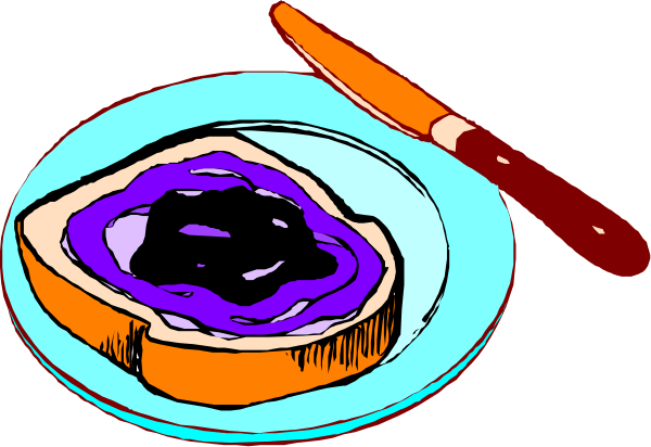 The image shows a slice of bread with jam on top placed next to an egg over two plates that sit side by side against a dark background; there is also a knife in front of one plate.