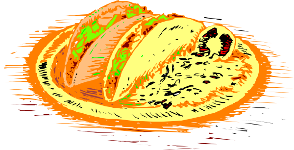 The image shows a slice of pizza on top of an open sandwich bun with melted cheese inside it against a dark background.
