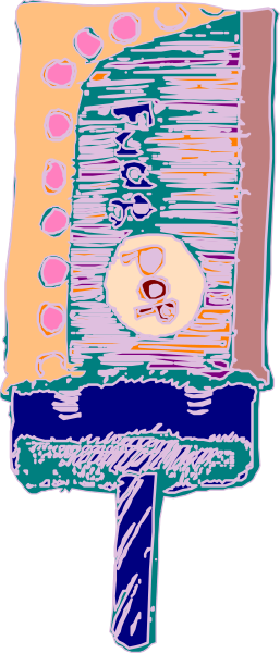 The image shows a stylized depiction of an electric toothbrush with bristles on top against a plain background.