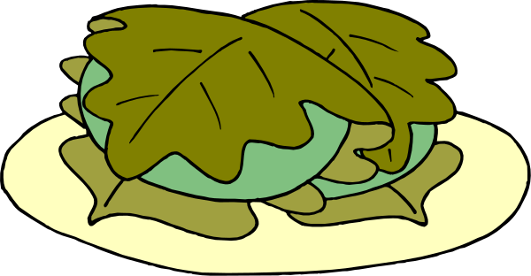 The image shows two plates of food with leaves on them placed side by side against a dark background.