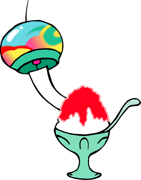 The image features a colorful ice cream cone with two scoops of red ice cream on top next to an illustration of a blender filled with pink liquid in front of it.
