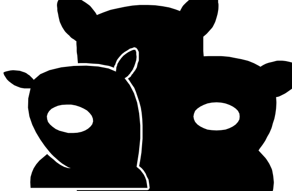 The black and white cartoon shows two characters: a cat with an evil expression on its face to the left of another character that appears surprised or shocked in response.