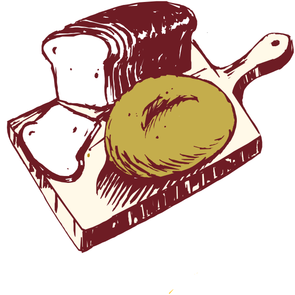 The illustration shows a tray with two pieces of bread on it next to an uncooked egg roll placed inside what appears to be a wooden oven door handle.