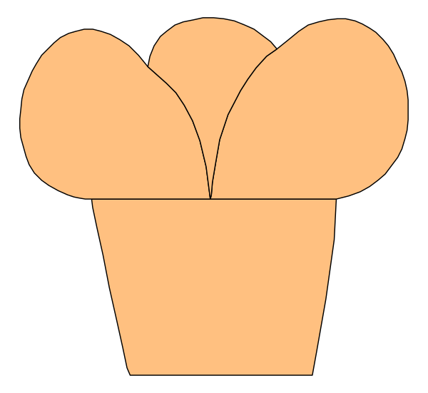 The image shows a simple line drawing of an ice cream cone with two scoops on top inside a bucket-like container against a black background.