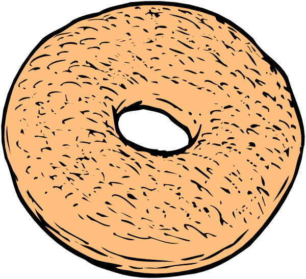 The black and white illustration shows two donuts with a hole through them placed on top of each other against an unseen background.