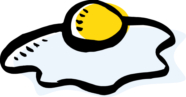 The image shows a cartoon of an egg with a yellow yolk on top sitting next to what appears to be a piece of paper that has been crumpled up into a ball shape.