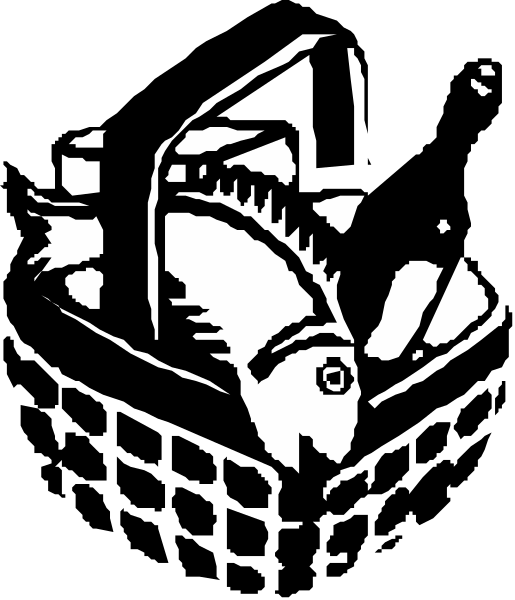 The black and white illustration shows a fish with an open mouth inside what appears to be its own body cavity.
