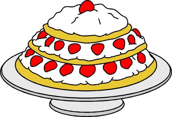 The image shows two cakes with cherries on top placed side by side against a black background; there is no text present in this clip-art illustration.