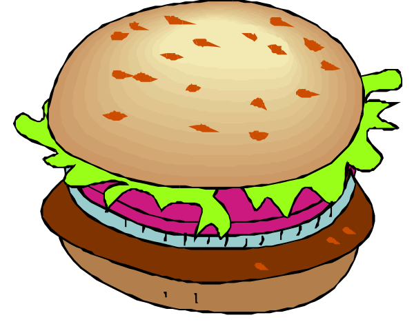 The image shows a hamburger with lettuce on top of it placed next to another burger that is missing its bun in what appears to be an advertisement for fast food.