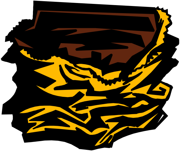 The image shows a black and white illustration of an abstract creature with multiple eyes that resembles a dragon-like figure in mid-roar against a dark background.