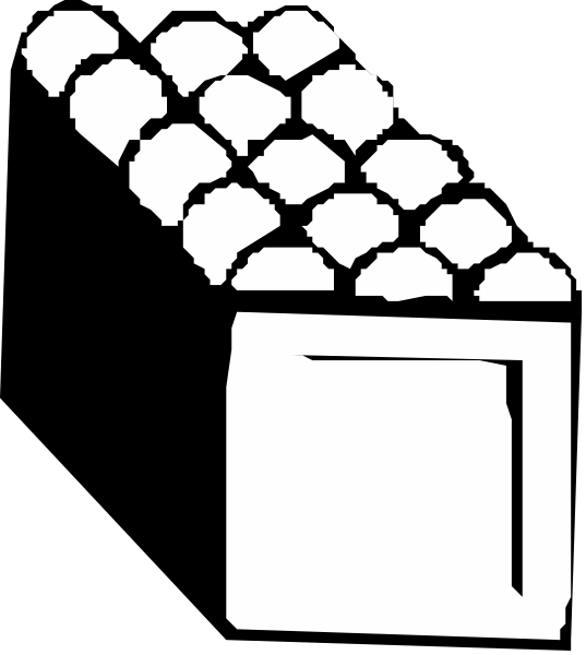The black and white logo of a pizza with toppings on it next to an open box filled with slices of pizza.