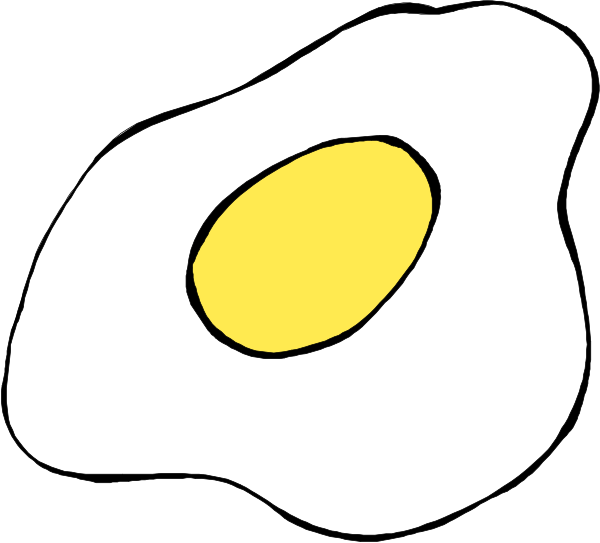 The image shows a cartoon of an egg with two yolks on top of it next to another whole yellow-colored egg in front of them both against a white background.