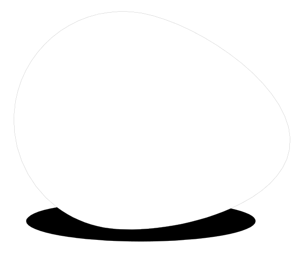 The image shows a white silhouette of an object that resembles a bird's head with its beak open against a black background.