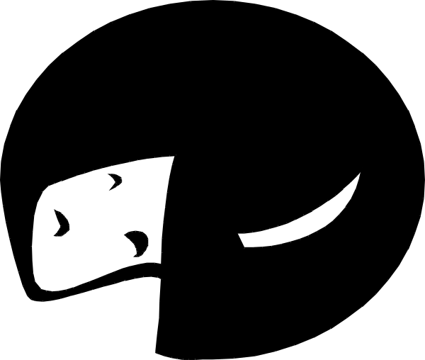 The black and white silhouette of a person's face with two eyes visible against an indistinct background.