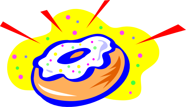 The image shows two donuts with sprinkles on them; a red arrow pointing to the left of the first donut indicates that it is being eaten by something off-screen, while an orange arrow points from one side of the second donut towards its center where there's no visible bite.