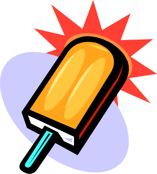 The image shows a cartoon depiction of an ice cream cone with two scoops on top, positioned against a backdrop that includes what appears to be sun rays emanating from behind it, suggesting warmth and summertime.