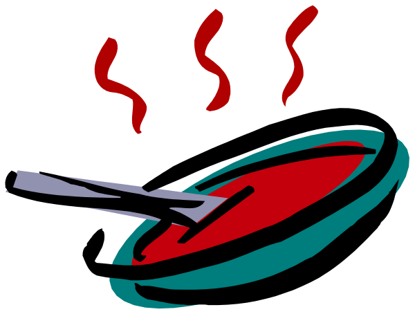 The image shows a cartoon of an open pizza box with steam rising from it on top of what appears to be a stove burner that has flames coming out of its sides.