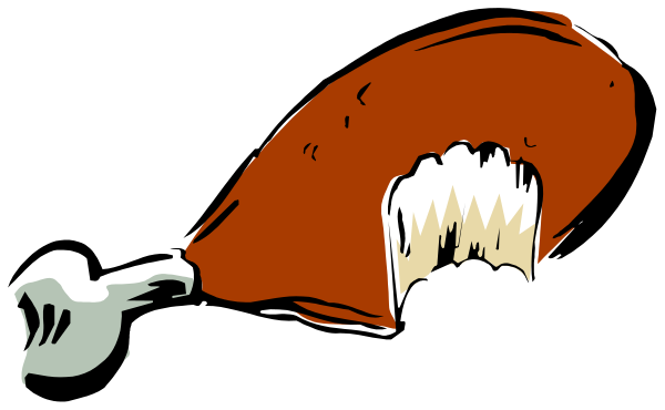 The image shows a cartoon of an open umbrella with two characters inside: on top is a character wearing a red hat that has teeth coming out from its mouth; below it appears to be another figure, possibly humanoid but obscured by shadows and not clearly distinguishable in detail or color.