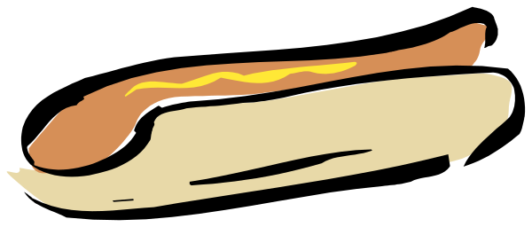 The image shows a hot dog with mustard on top placed next to an open book that appears to be about dogs due to its title "Doggy Style."