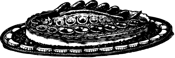 The black and white photo shows a pizza with various toppings on it placed against an indistinct background that does not provide any additional context about its surroundings.