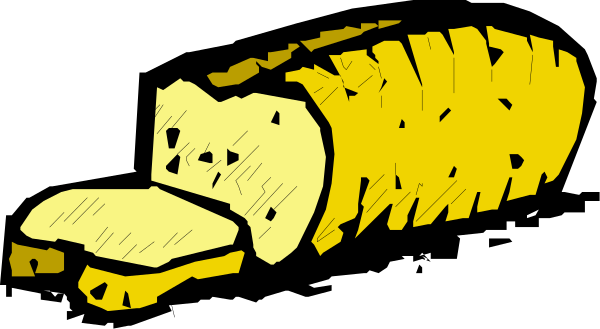 The image shows a slice of bread with butter on it next to an unseen sandwich roller that is presumably rolling out more slices in front of them.