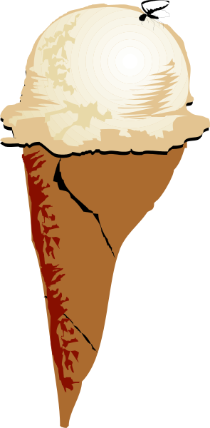 The image shows a cartoon of an ice cream cone with vanilla ice cream on top being eaten by someone who is wearing sunglasses in front of it.